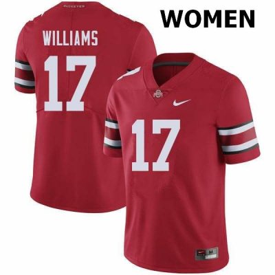 Women's Ohio State Buckeyes #17 Alex Williams Red Nike NCAA College Football Jersey For Sale DLH6544WU